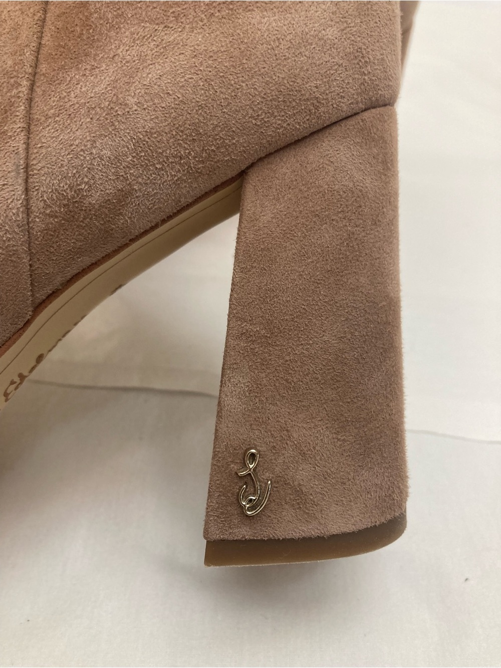 Sam Edelman Women's Taupe Suede Block Heel Ankle Boots with zipper 8.5 - Picture 7 of 10